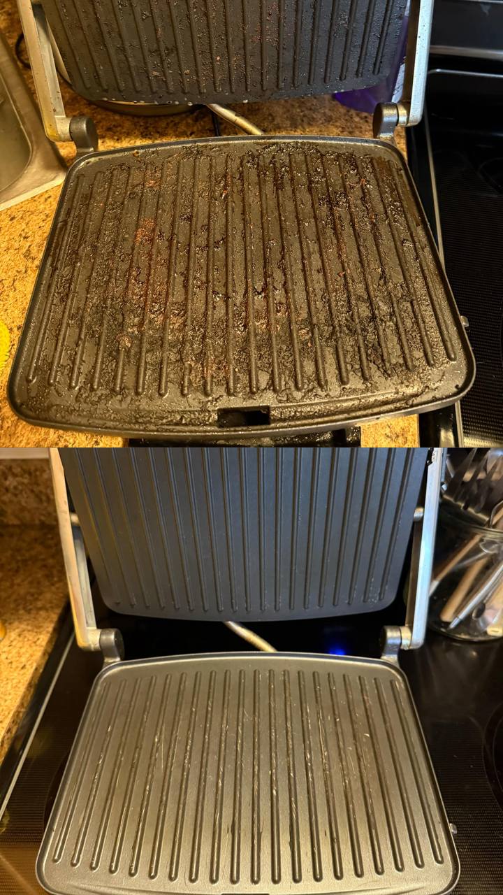 Greasy panini press cleaning
