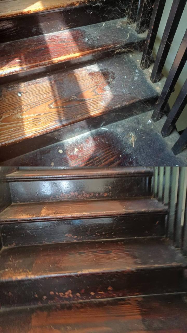 Making old dark wood stairs clean