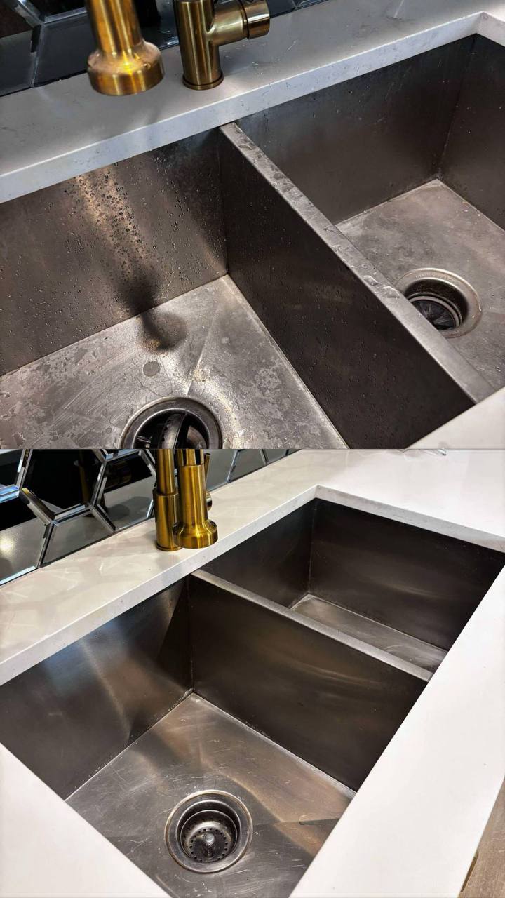 Kitchen sink cleaning with brilliant results