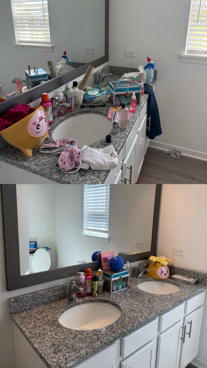 Result after cleaning bathroom counter
